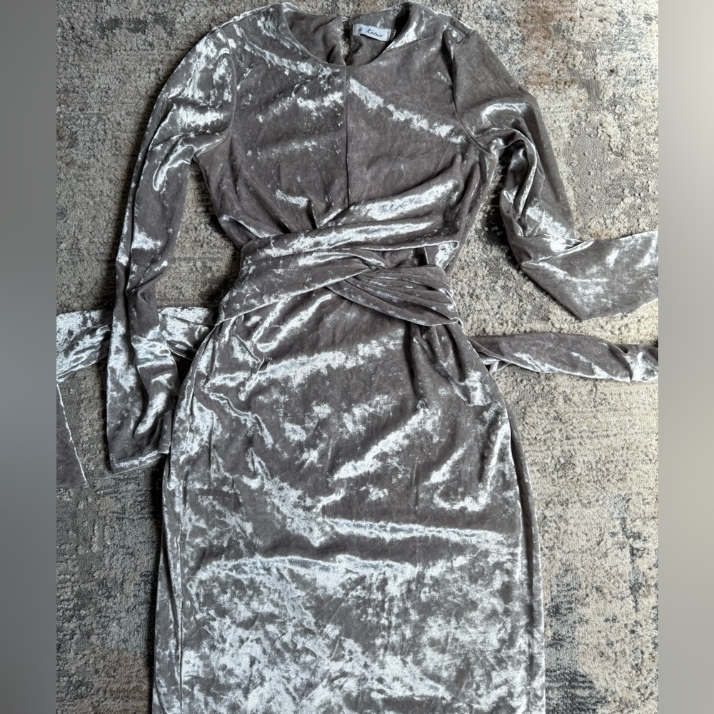 Elegant Gray Velvet Dress